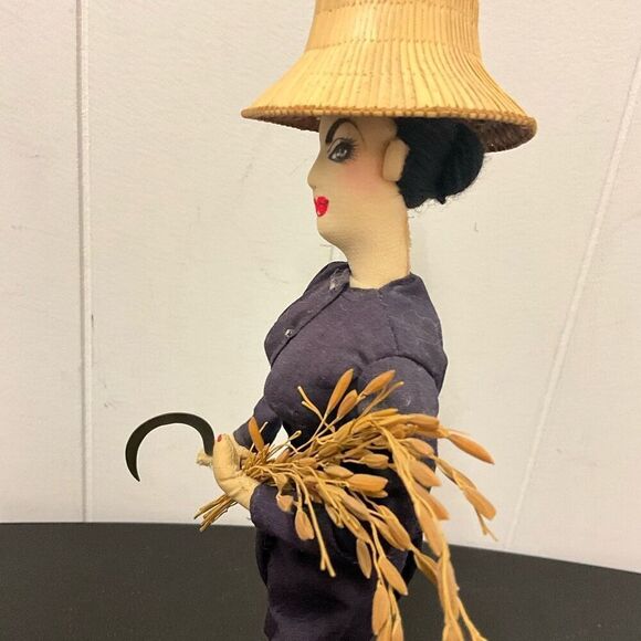 Vintage Handmade European Woman With Wheat and Scythe Figurine Doll 10" Tall - Picture 12 of 12